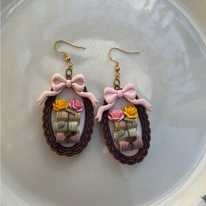 Elegant Floral Cameo Earrings